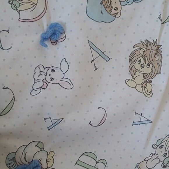 vintage precious moments blue tie ABC lion character print baby quilt retro - Picture 6 of 16